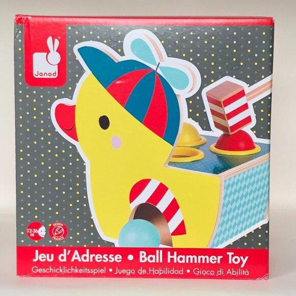 Janod Wooden Duck Frappa Ball Hammer Toy For 12 Months+ Brand New - Picture 6 of 9